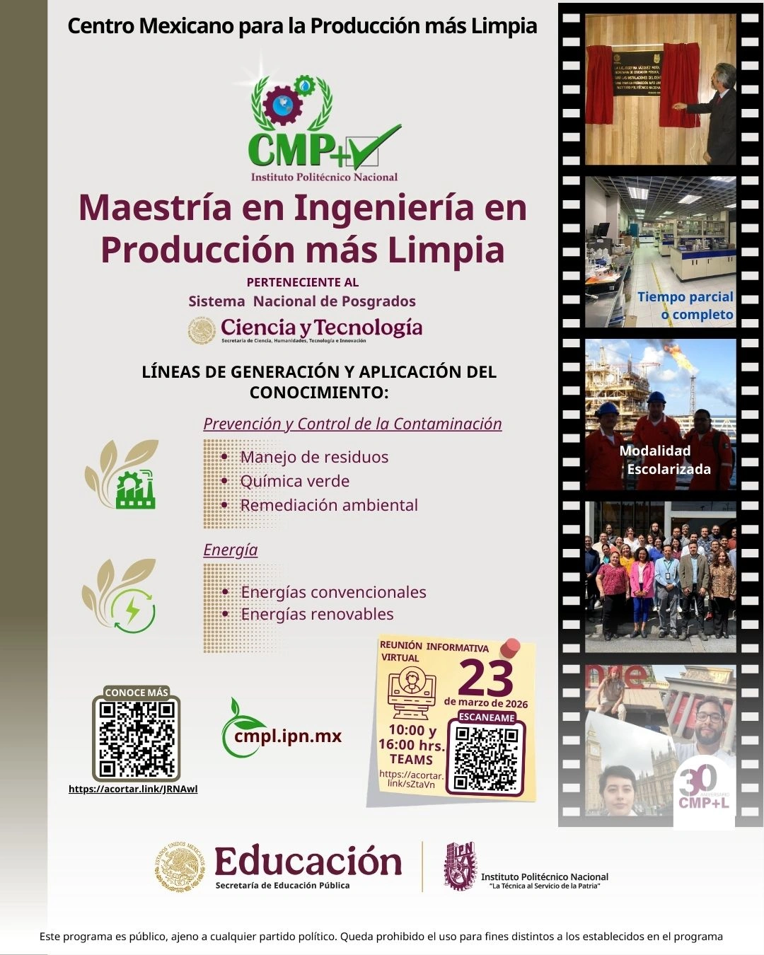 Maestría en ingeniería en producción más limpia